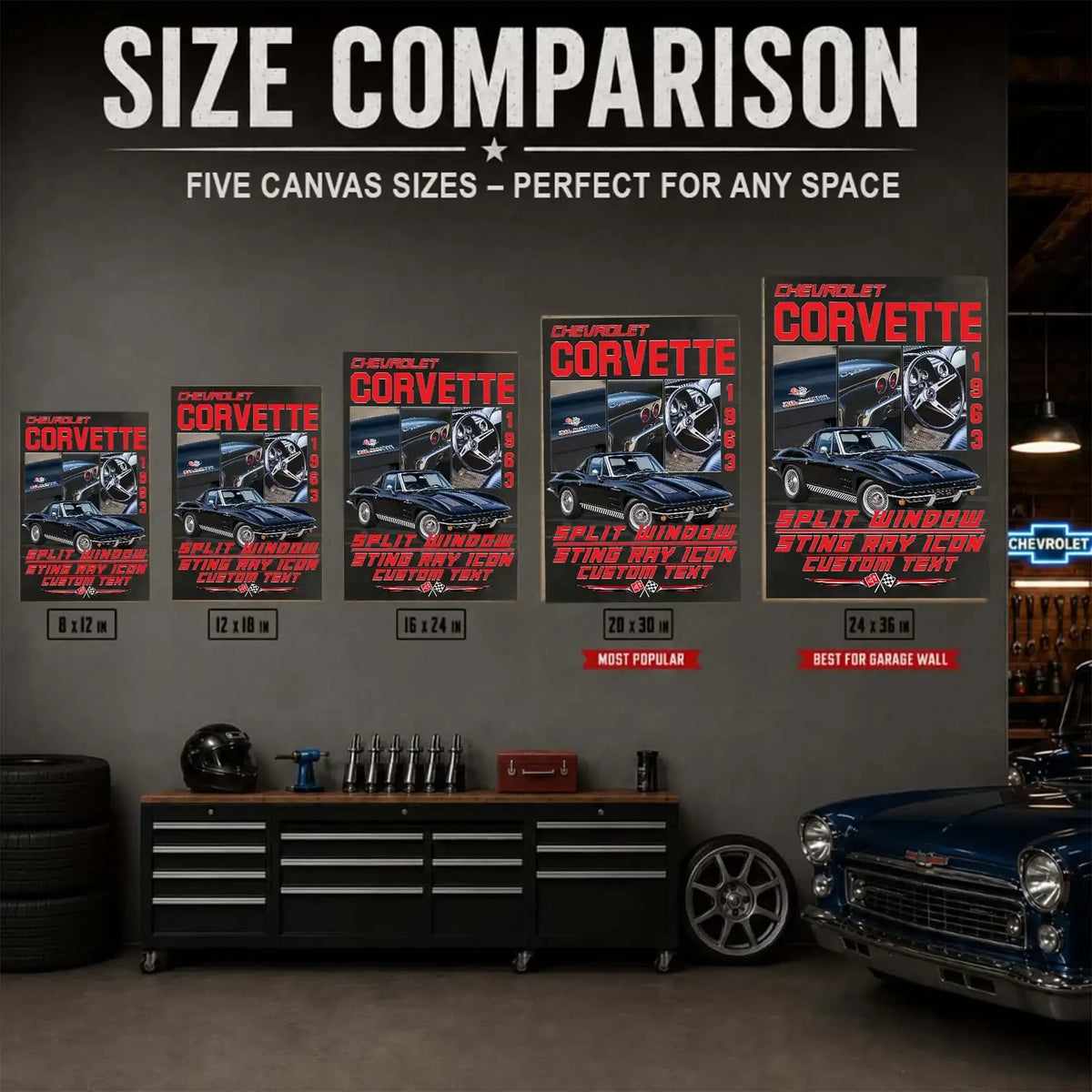 Personalized 1963 Corvette Sports Car Canvas Wall Art