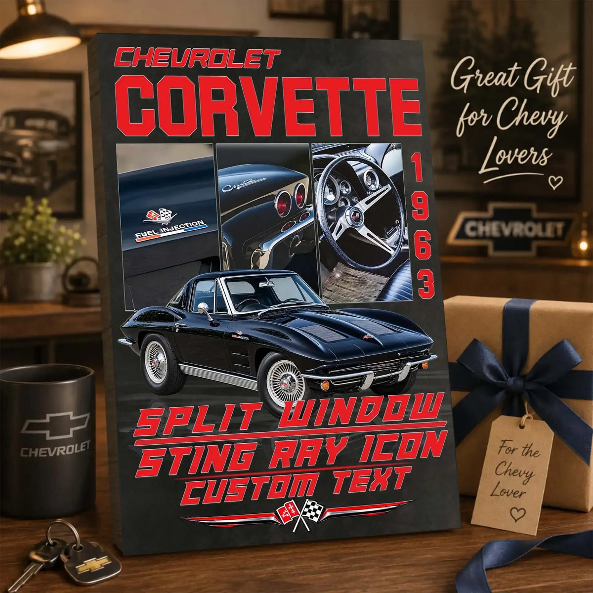 Personalized 1963 Corvette Sports Car Canvas Wall Art