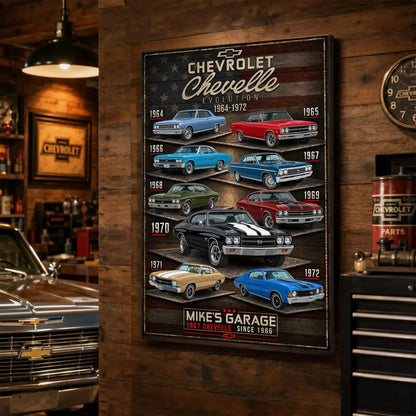 Personalized Chevelle Evolution Muscle Car Canvas Wall Art