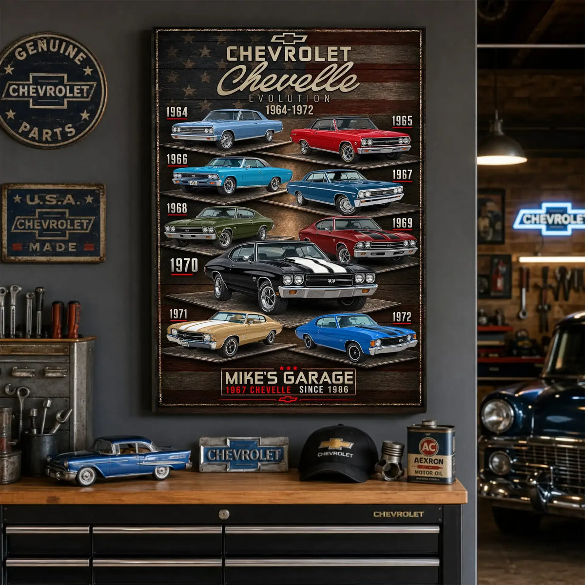 Personalized Chevelle Evolution Muscle Car Canvas Wall Art