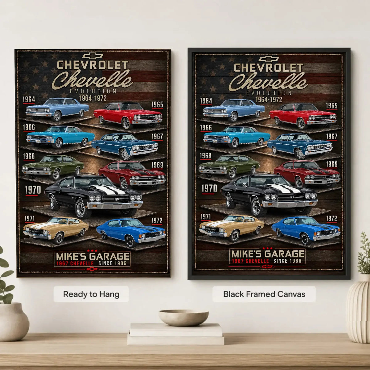 Personalized Chevelle Evolution Muscle Car Canvas Wall Art