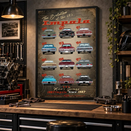 Personalized Impala Evolution Classic Car Canvas Wall Art