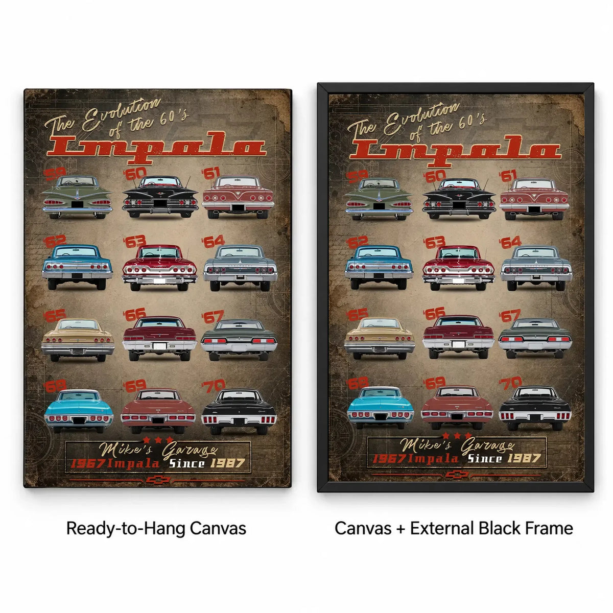 Personalized Impala Evolution Classic Car Canvas Wall Art