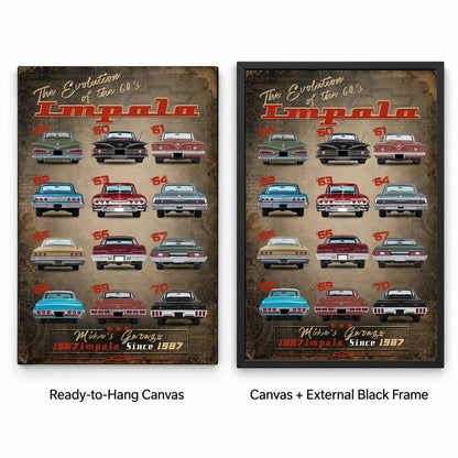 Personalized Impala Evolution Classic Car Canvas Wall Art