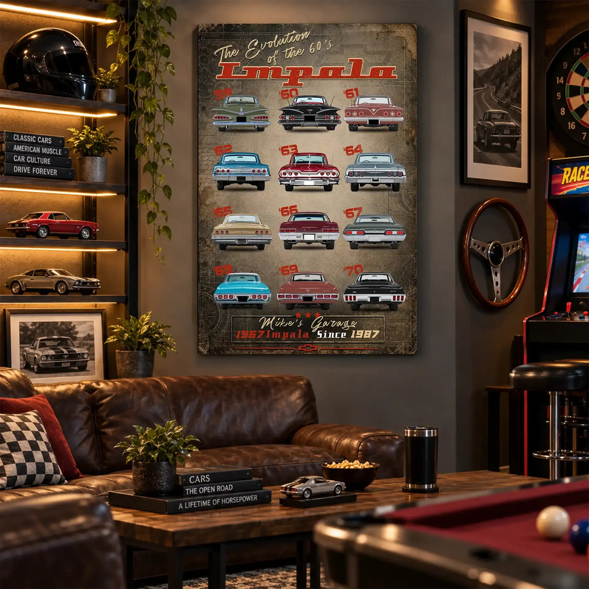 Personalized Impala Evolution Classic Car Canvas Wall Art