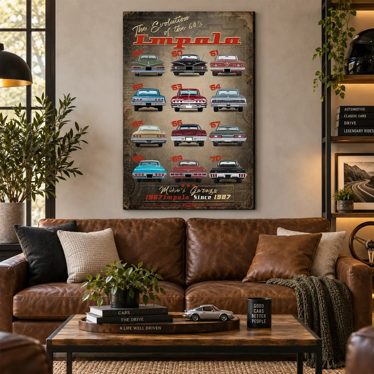 Personalized Impala Evolution Classic Car Canvas Wall Art
