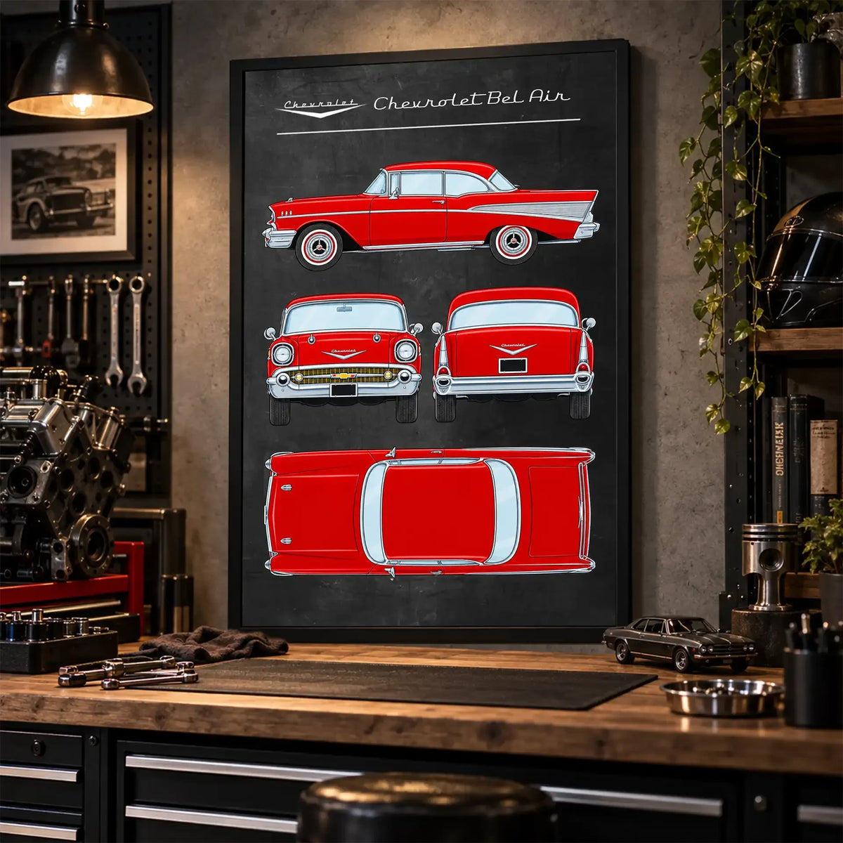 Personalized 1957 Bel Air Classic Car Canvas Wall Art