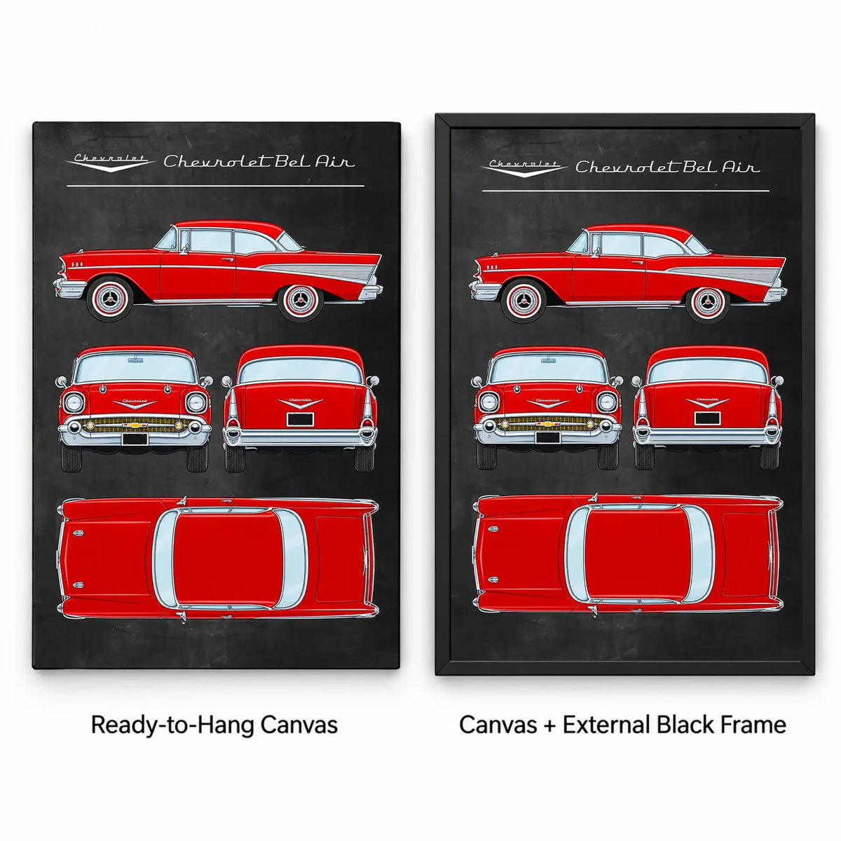 Personalized 1957 Bel Air Classic Car Canvas Wall Art