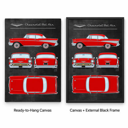 Personalized 1957 Bel Air Classic Car Canvas Wall Art