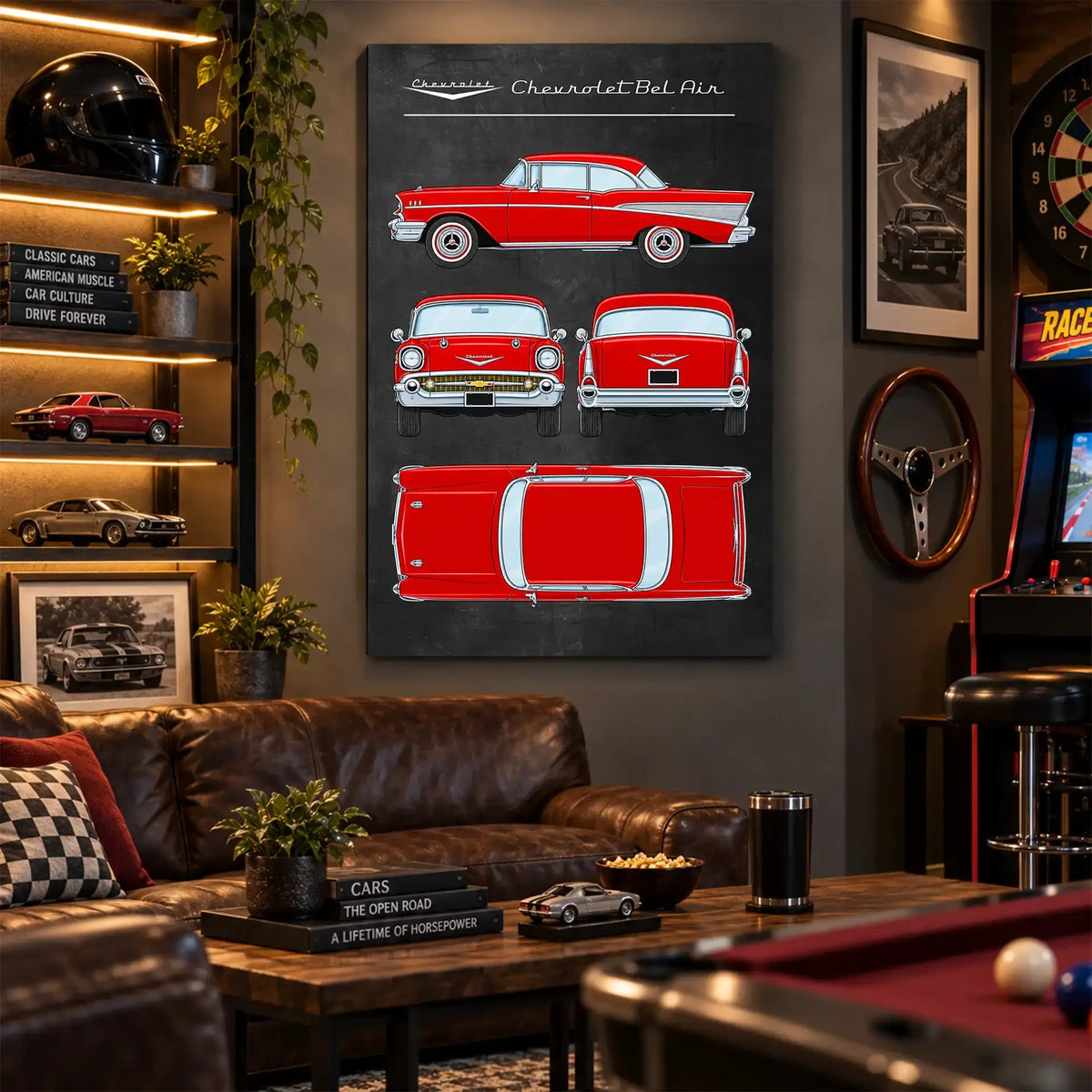 Personalized 1957 Bel Air Classic Car Canvas Wall Art