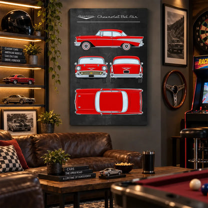 Personalized 1957 Bel Air Classic Car Canvas Wall Art