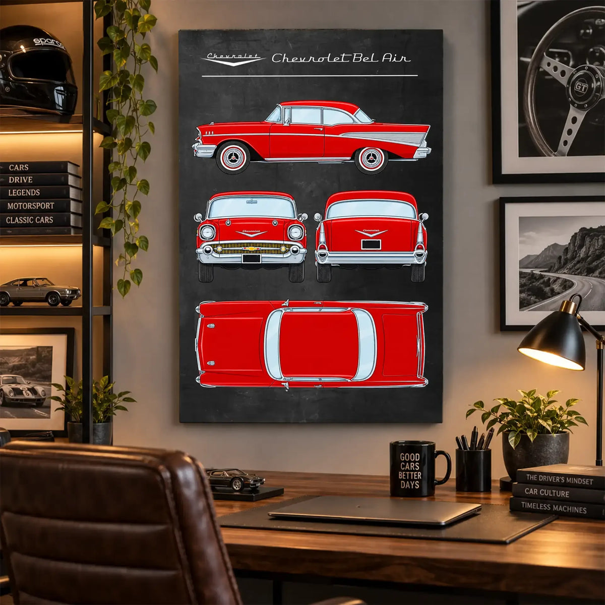 Personalized 1957 Bel Air Classic Car Canvas Wall Art