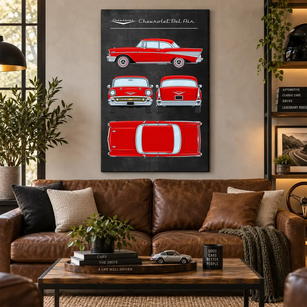 Personalized 1957 Bel Air Classic Car Canvas Wall Art