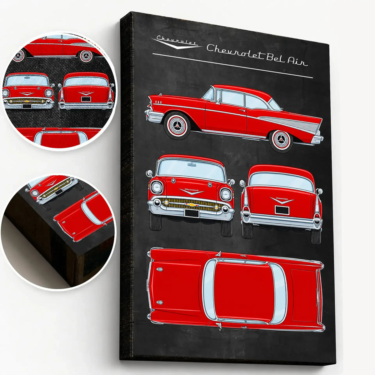 Personalized 1957 Bel Air Classic Car Canvas Wall Art