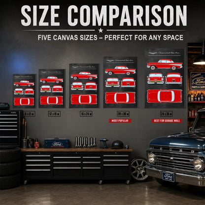 Personalized 1957 Bel Air Classic Car Canvas Wall Art