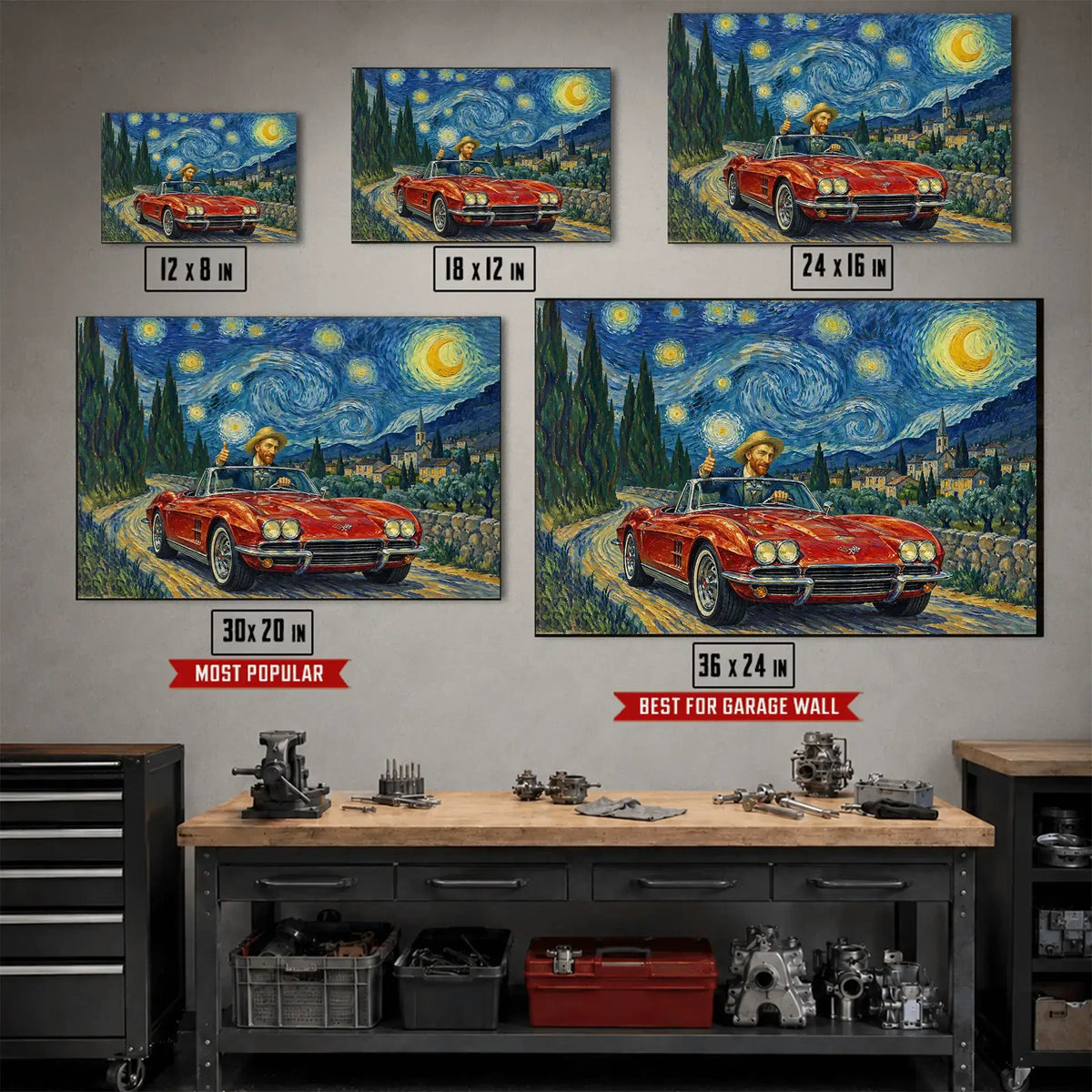 Personalized Corvette Sports Car Canvas Wall Art