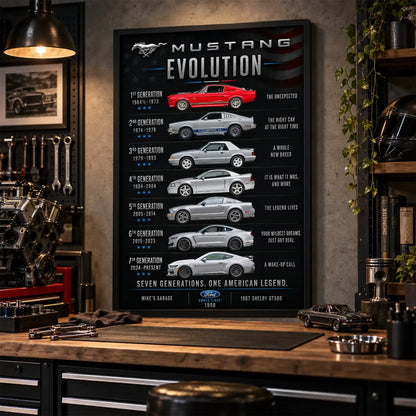 Personalized Mustang Evolution Muscle Car Canvas Wall Art