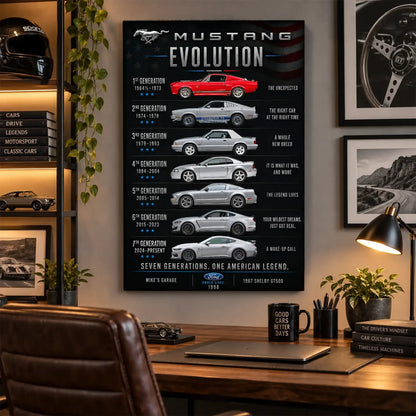 Personalized Mustang Evolution Muscle Car Canvas Wall Art