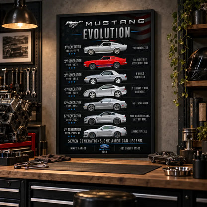 Personalized Mustang Evolution Muscle Car Canvas Wall Art