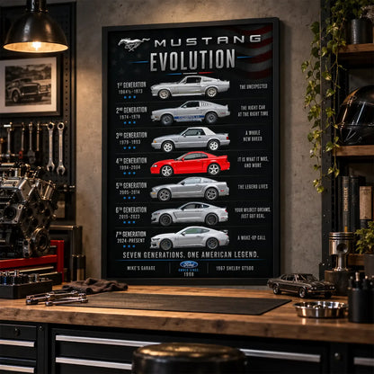 Personalized Mustang Evolution Muscle Car Canvas Wall Art