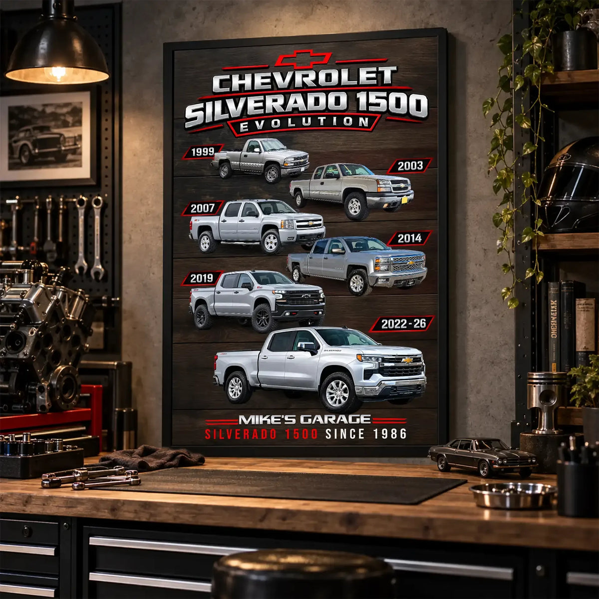 Personalized Silverado Evolution Pickup Truck Canvas Wall Art