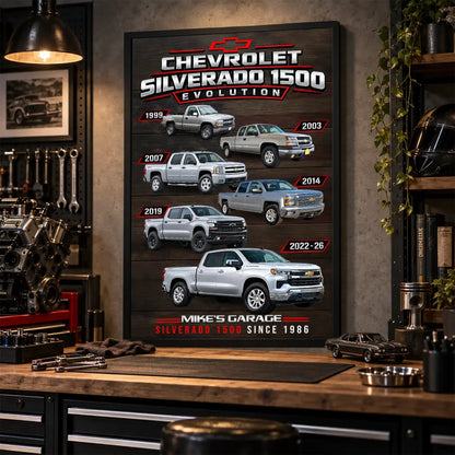 Personalized Silverado Evolution Pickup Truck Canvas Wall Art