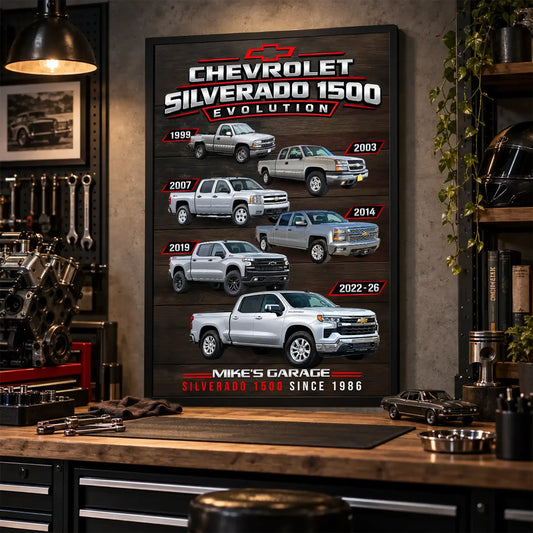 Personalized Silverado Evolution Pickup Truck Canvas Wall Art