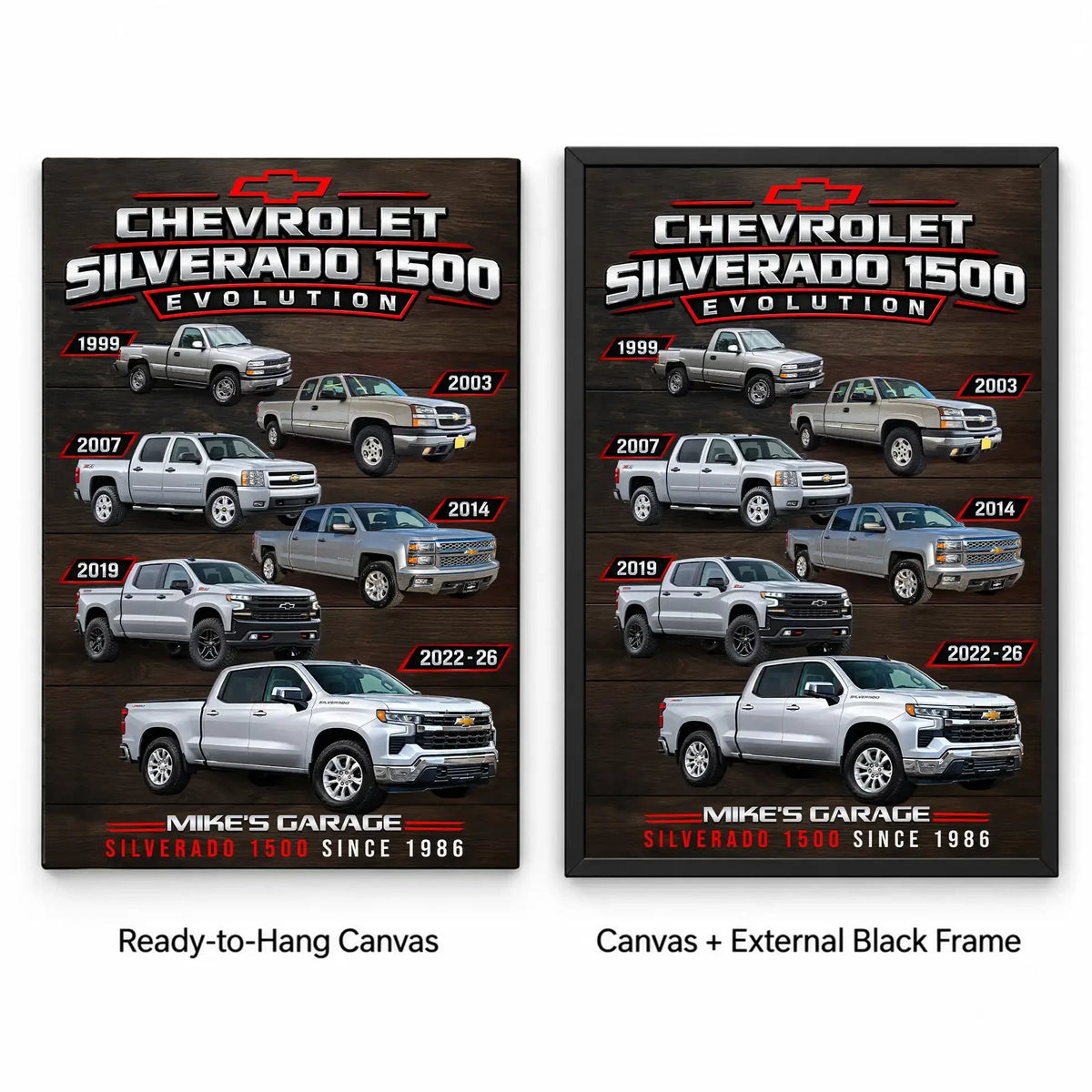 Personalized Silverado Evolution Pickup Truck Canvas Wall Art