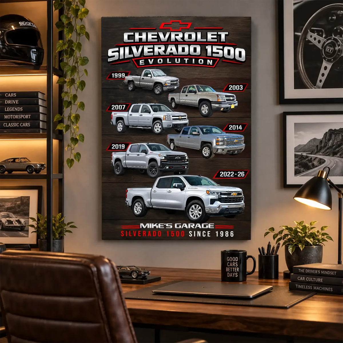 Personalized Silverado Evolution Pickup Truck Canvas Wall Art