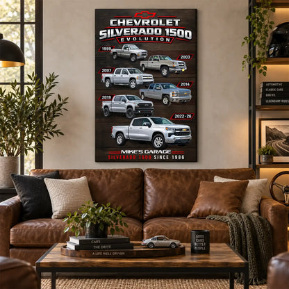 Personalized Silverado Evolution Pickup Truck Canvas Wall Art
