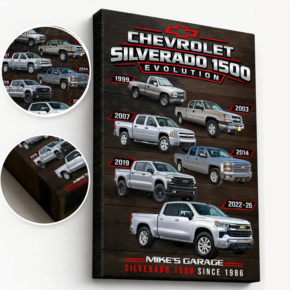 Personalized Silverado Evolution Pickup Truck Canvas Wall Art