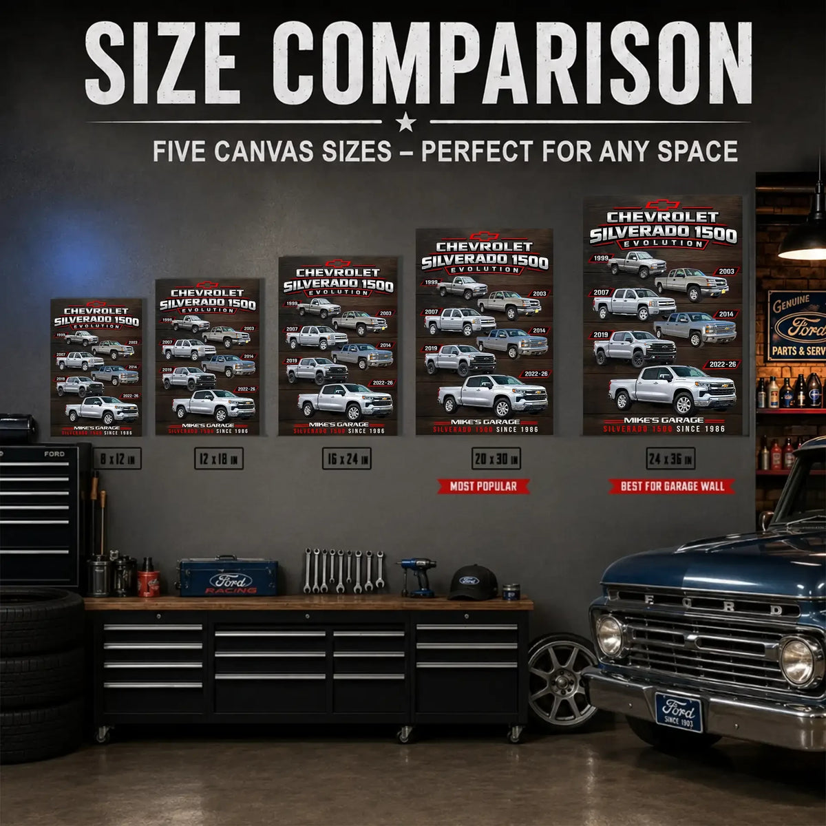 Personalized Silverado Evolution Pickup Truck Canvas Wall Art
