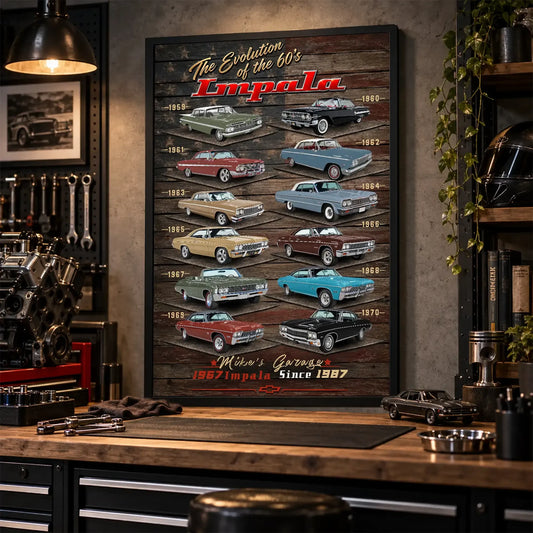 Personalized Impala Evolution Classic Car Canvas Wall Art