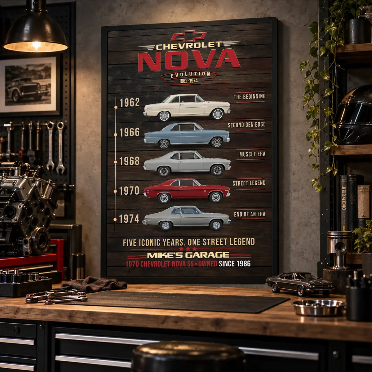 Personalized Nova Evolution Classic Car Canvas Wall Art