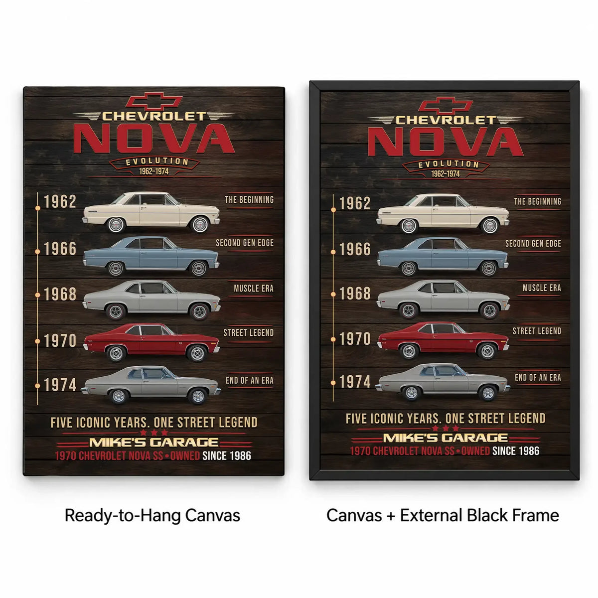 Personalized Nova Evolution Classic Car Canvas Wall Art
