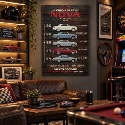 Personalized Nova Evolution Classic Car Canvas Wall Art