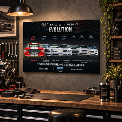 Personalized Mustang Evolution Muscle Car Canvas Wall Art