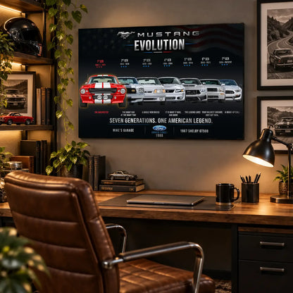 Personalized Mustang Evolution Muscle Car Canvas Wall Art