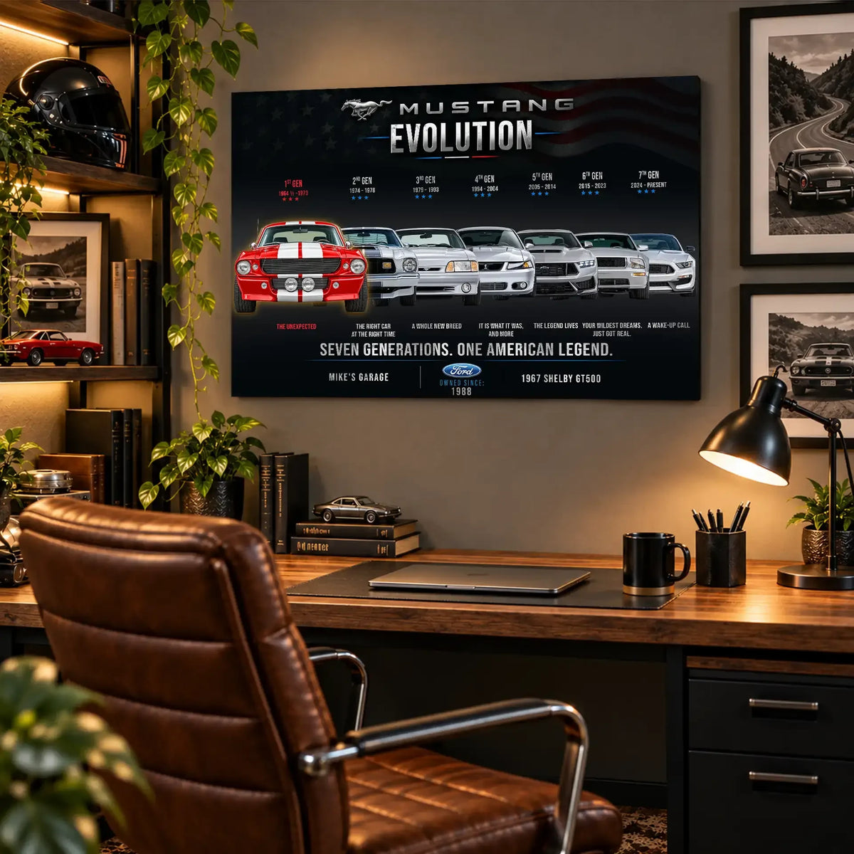 Personalized Mustang Evolution Muscle Car Canvas Wall Art