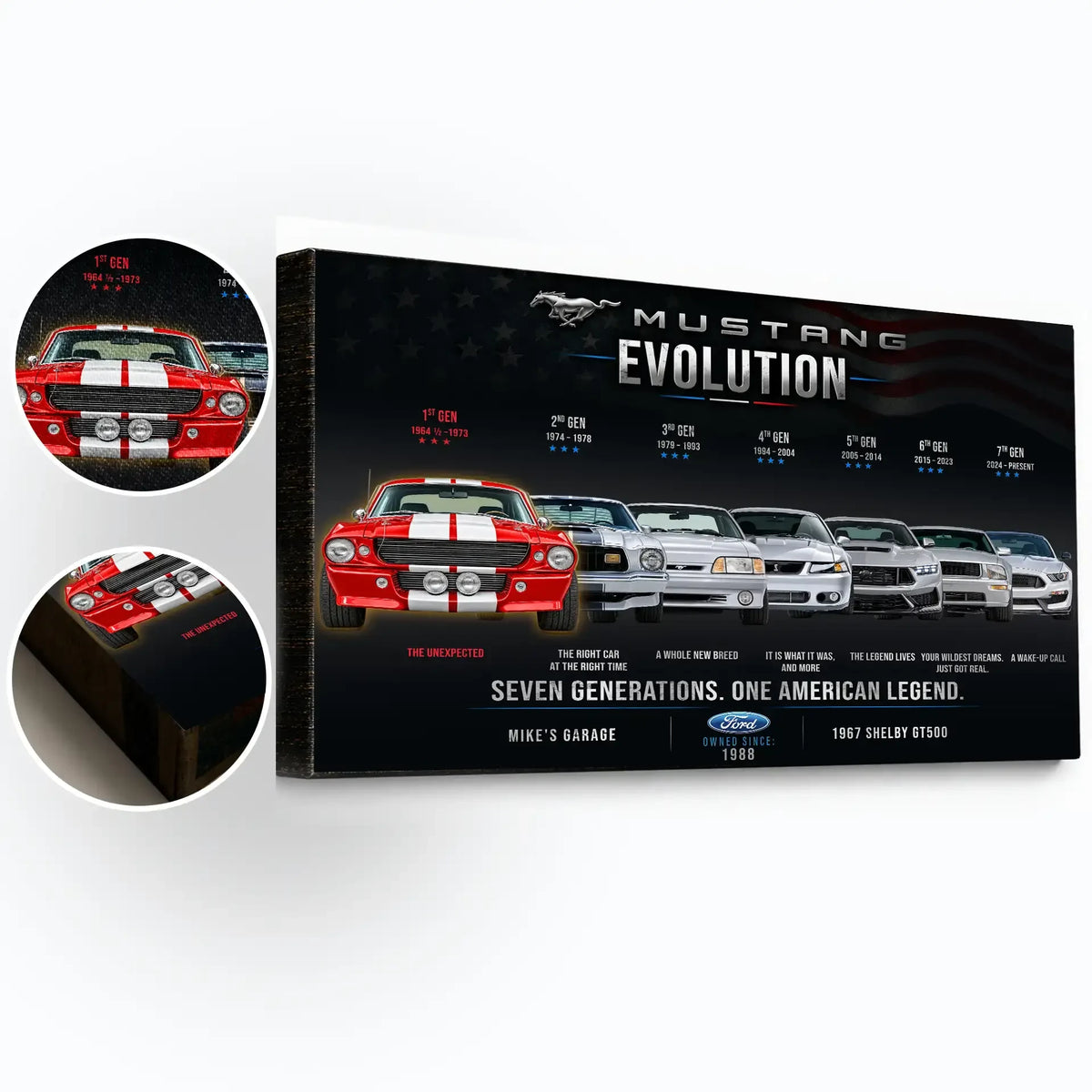 Personalized Mustang Evolution Muscle Car Canvas Wall Art