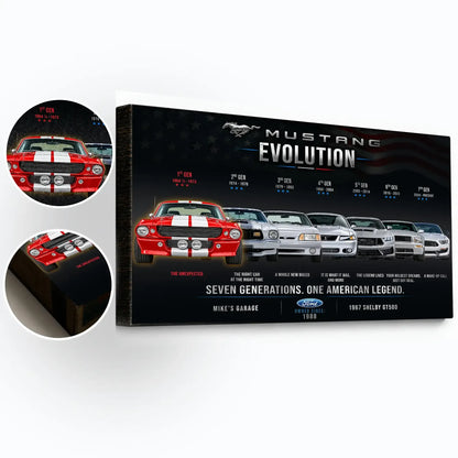 Personalized Mustang Evolution Muscle Car Canvas Wall Art