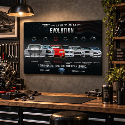 Personalized Mustang Evolution Muscle Car Canvas Wall Art
