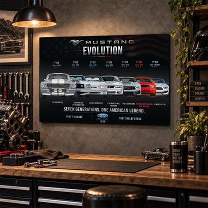 Personalized Mustang Evolution Muscle Car Canvas Wall Art