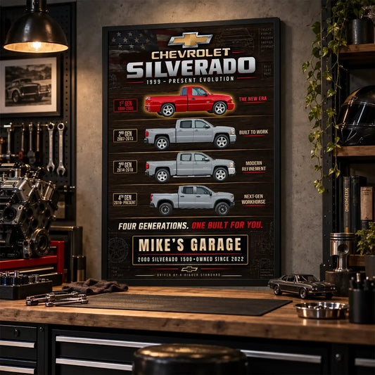 Personalized Silverado Evolution Pickup Truck Canvas Wall Art