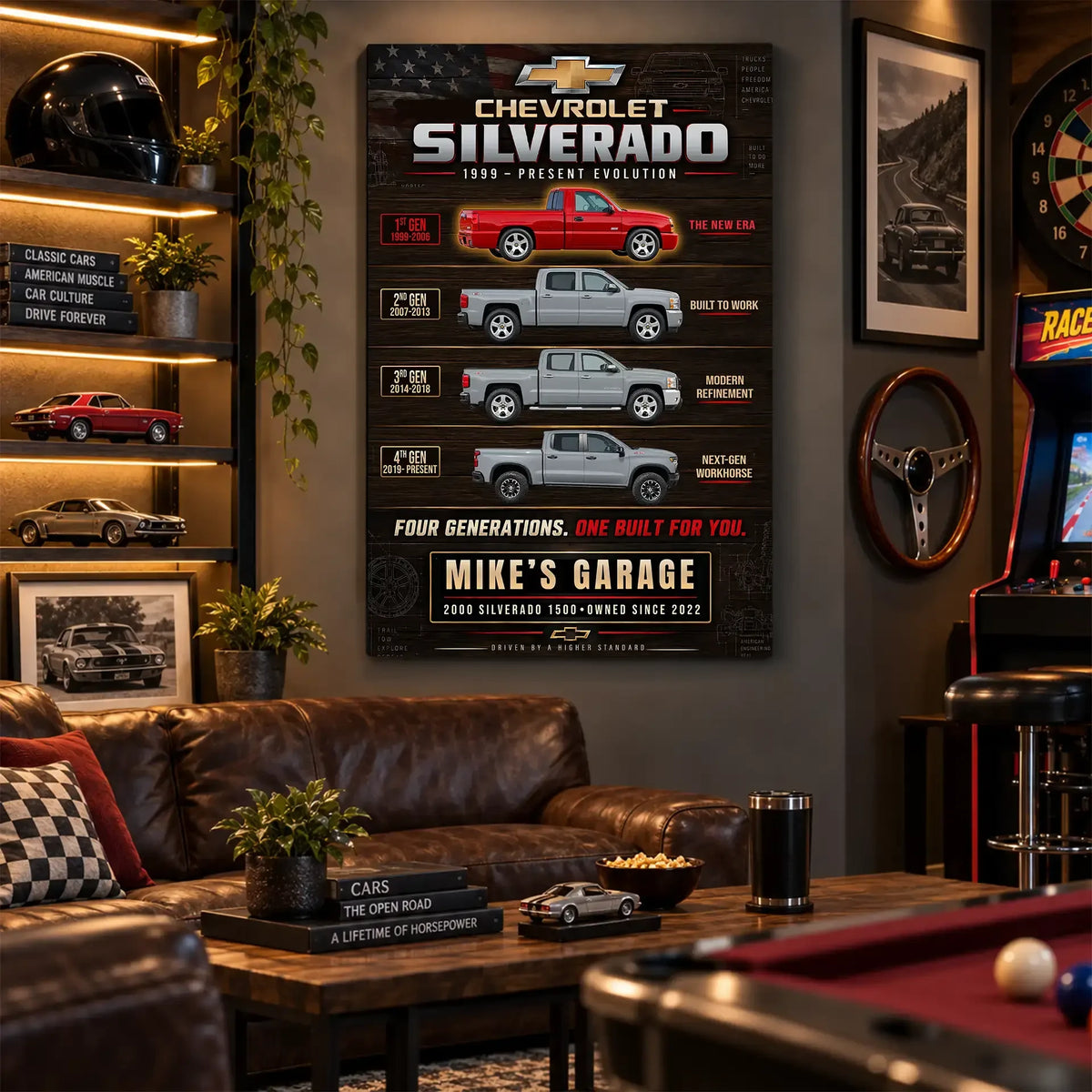 Personalized Silverado Evolution Pickup Truck Canvas Wall Art