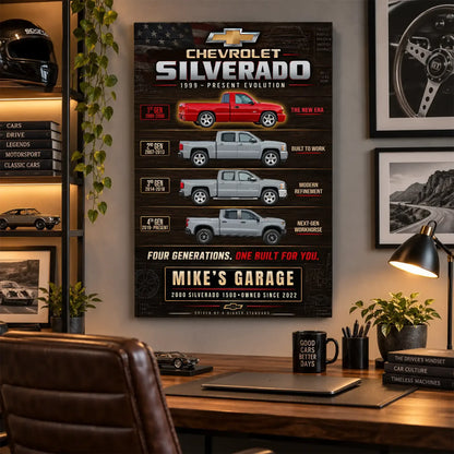 Personalized Silverado Evolution Pickup Truck Canvas Wall Art