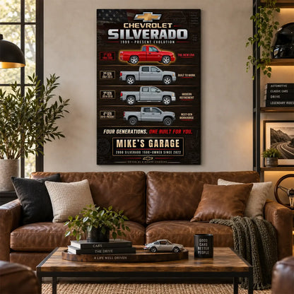 Personalized Silverado Evolution Pickup Truck Canvas Wall Art
