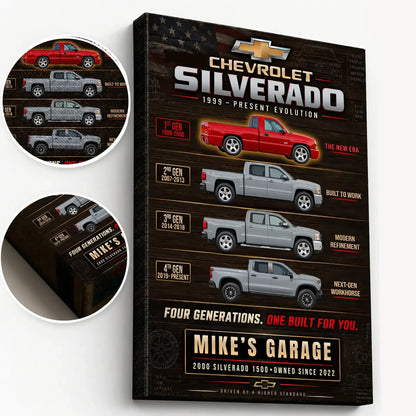 Personalized Silverado Evolution Pickup Truck Canvas Wall Art