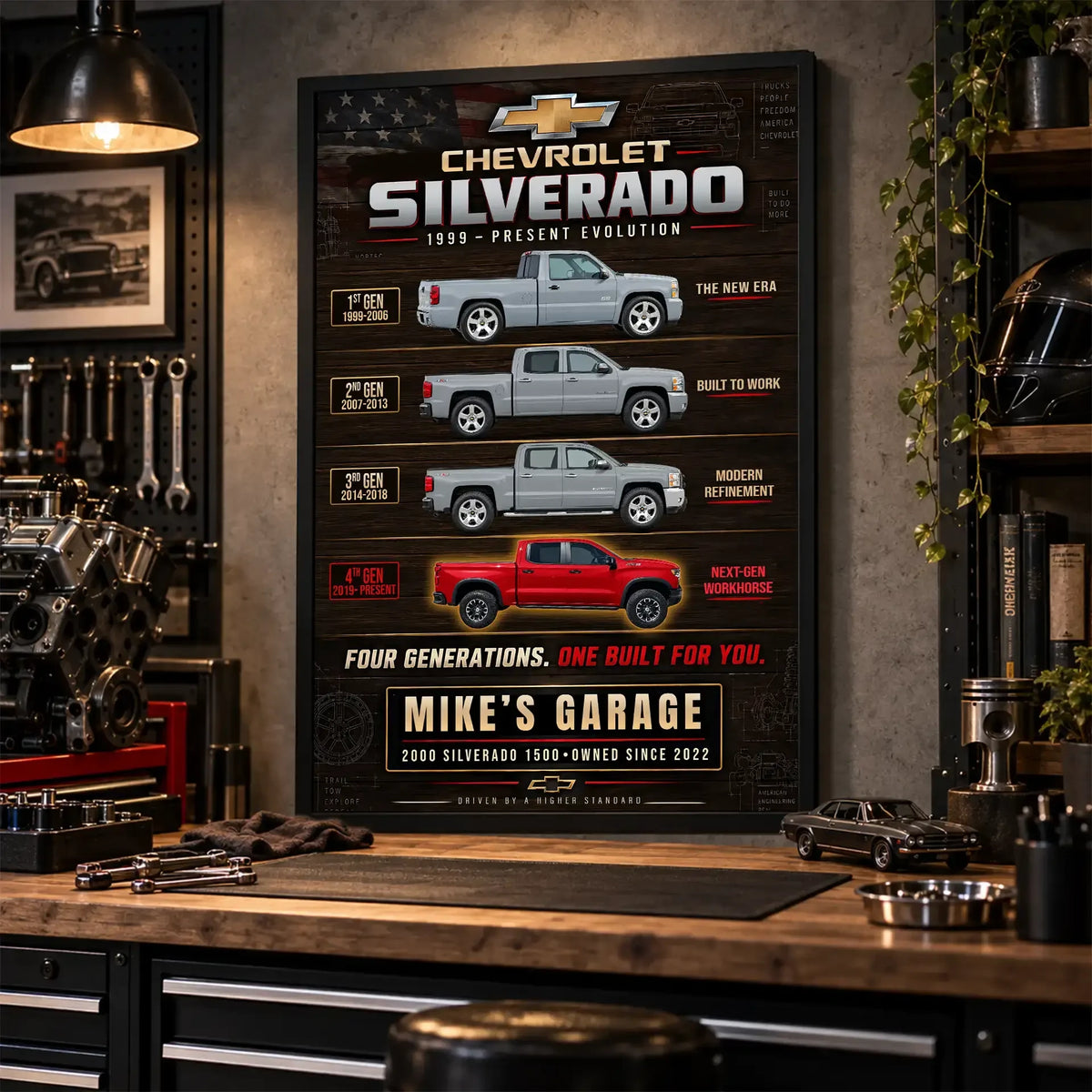 Personalized Silverado Evolution Pickup Truck Canvas Wall Art