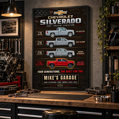 Personalized Silverado Evolution Pickup Truck Canvas Wall Art
